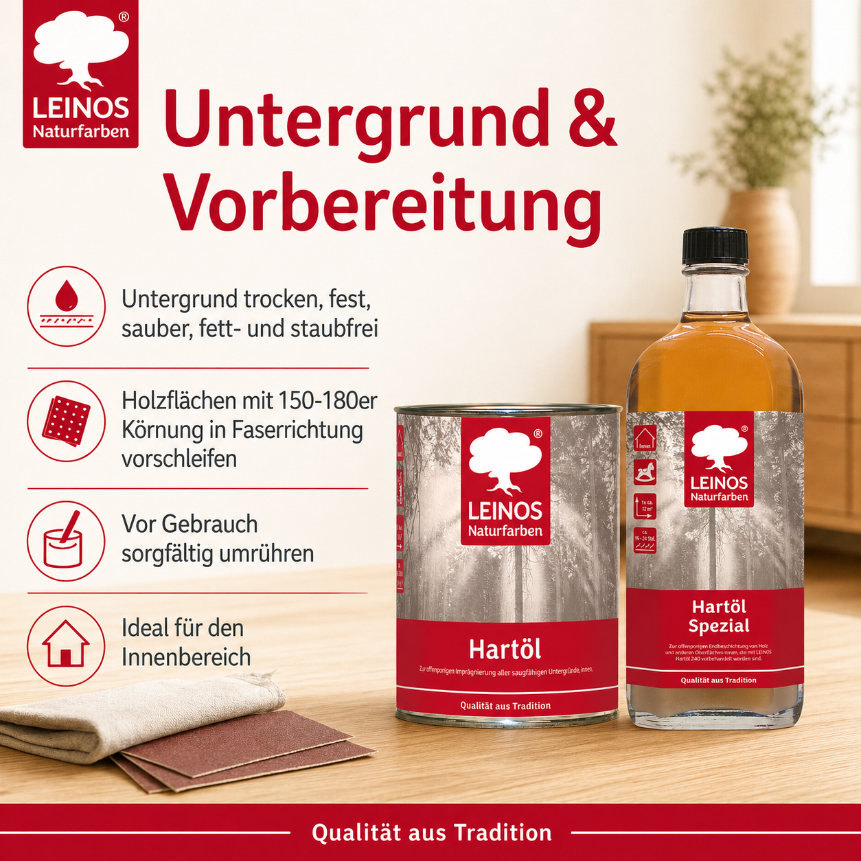 LEINOS Holzöl 750 ml im Set mit Hartöl Spezial 250 ml als Finish | Farbloses Möbelöl für stark beanspruchte Oberflächen | Effektive Versiegelung und langanhaltenden Schutz im Innenbereich