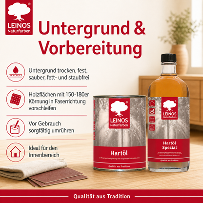 LEINOS Holzöl 750 ml im Set mit Hartöl Spezial 250 ml als Finish | Farbloses Möbelöl für stark beanspruchte Oberflächen | Effektive Versiegelung und langanhaltenden Schutz im Innenbereich