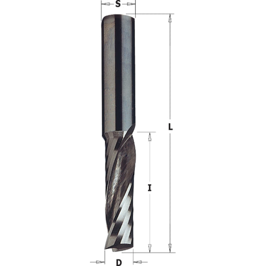 Vollhartmetall Fräser 8x22x70mm mit einer negativ spiralgenuteten Schneiden Z1 Linkslauf