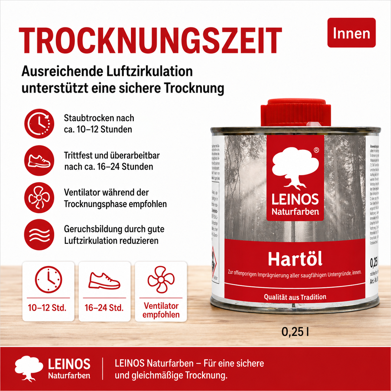 LEINOS Holzöl 250 ml | Hartöl Farblos für Tische Möbel Arbeitsplatten | Teak Eiche Möbelöl für effektive Versiegelung und langanhaltenden Schutz im Innenbereich