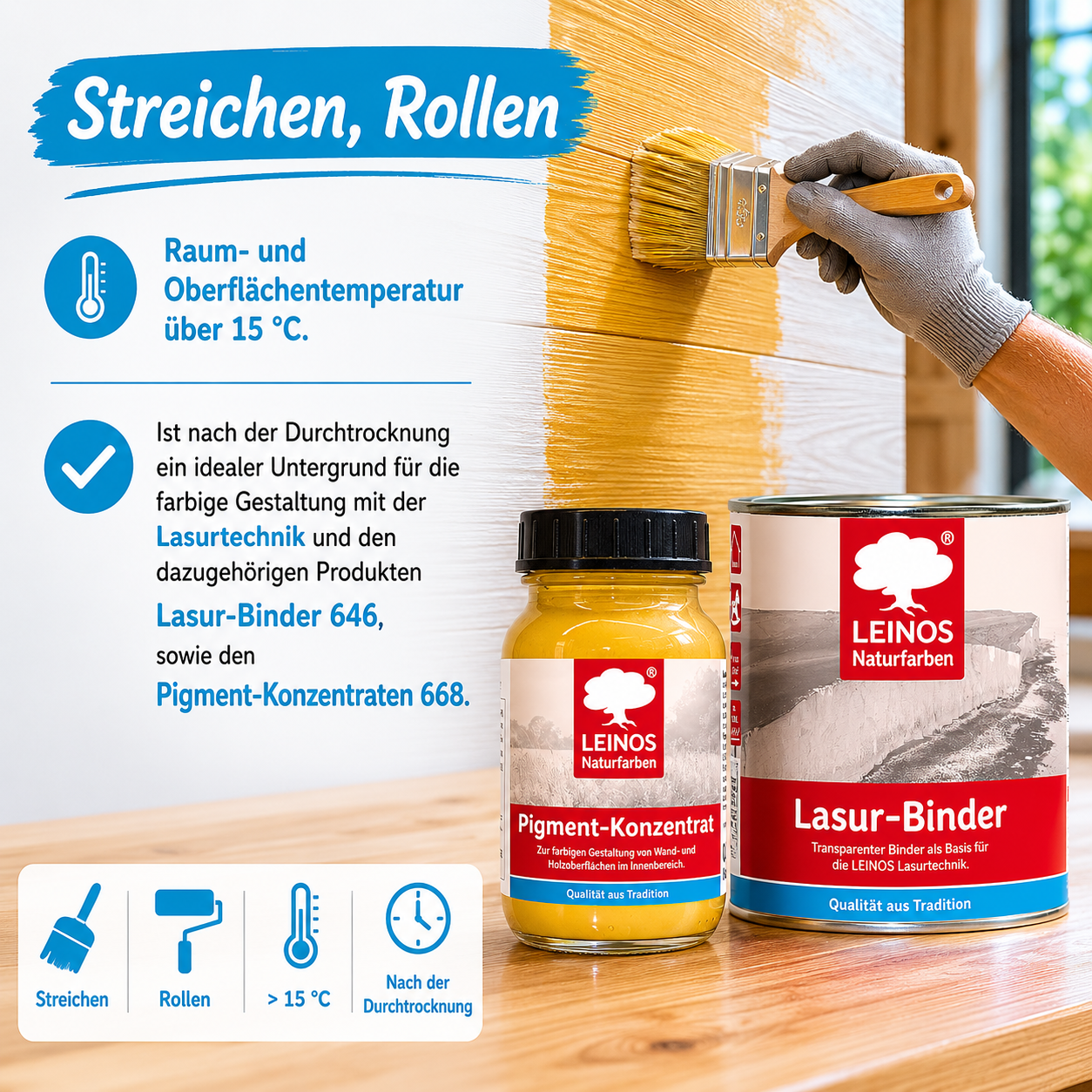 LEINOS Streich- und Rollputz fein 685, weiß – Feinkörniger Putz für Innen, atmungsaktiv, lösemittelfrei, schadstofffrei, gebrauchsfertig, strukturierbar, auf Putz, Gips, Lehm, Altanstrich – 2,5 L
