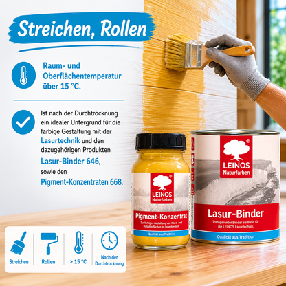 LEINOS Streich- und Rollputz fein 685, weiß – Feinkörniger Putz für Innen, atmungsaktiv, lösemittelfrei, schadstofffrei, gebrauchsfertig, strukturierbar, auf Putz, Gips, Lehm, Altanstrich – 2,5 L