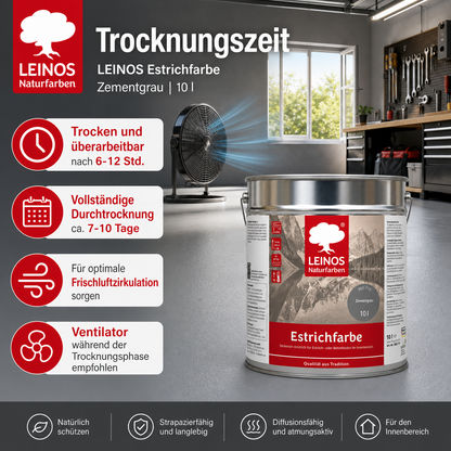LEINOS 860 Estrichfarbe für Innen, 10l, Zementgrau