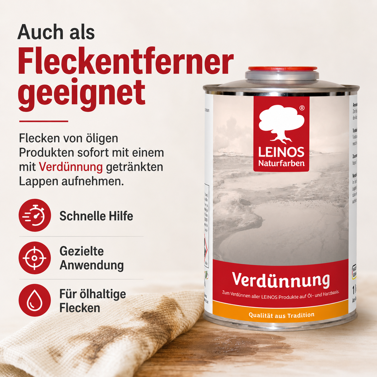 LEINOS 200 Verdünnung 1 Liter | Zum Verdünnen aller öligen Produkte sowie zur Reinigung der Arbeitsgeräte. Auch als Fleckentferner geeignet.