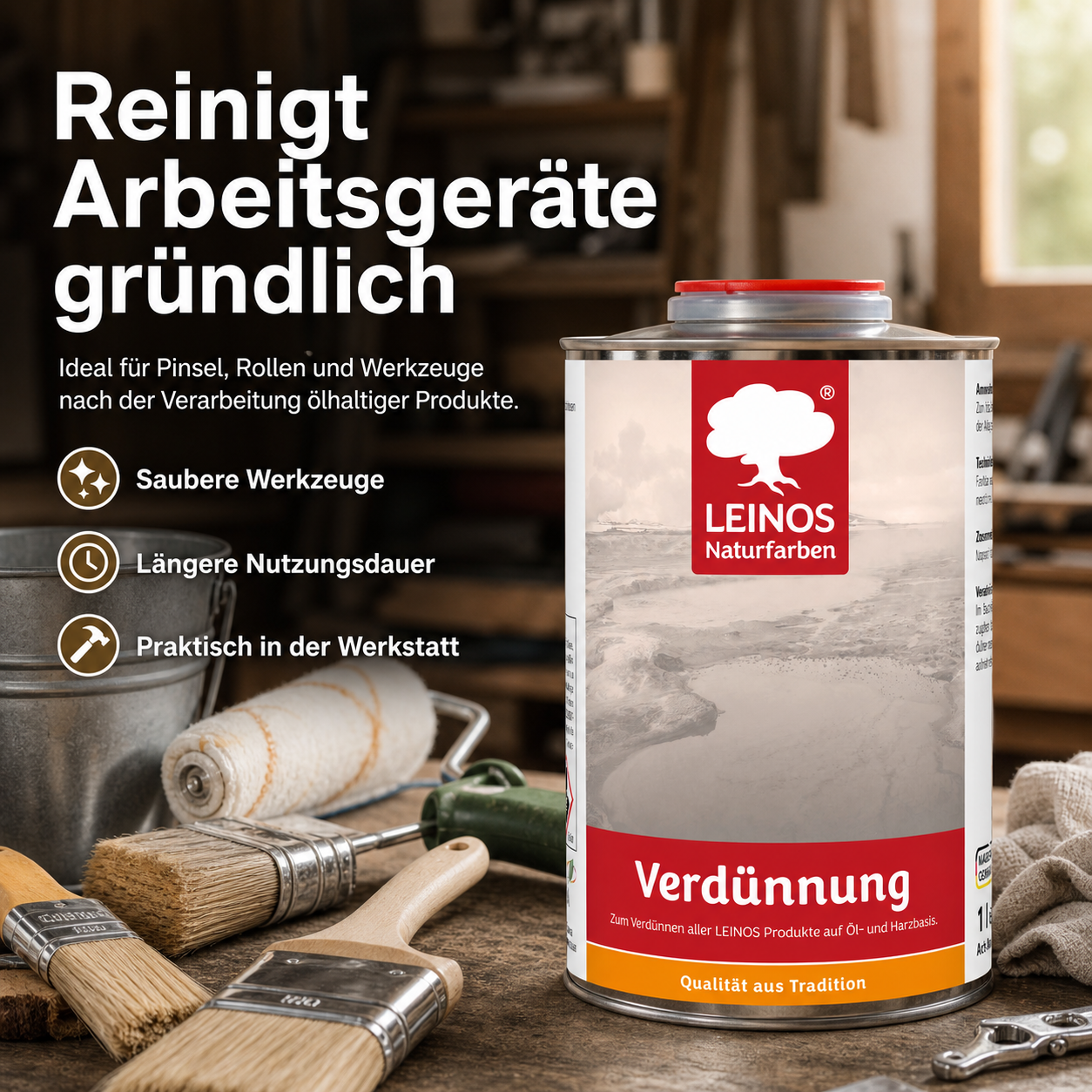 LEINOS 200 Verdünnung 1 Liter | Zum Verdünnen aller öligen Produkte sowie zur Reinigung der Arbeitsgeräte. Auch als Fleckentferner geeignet.