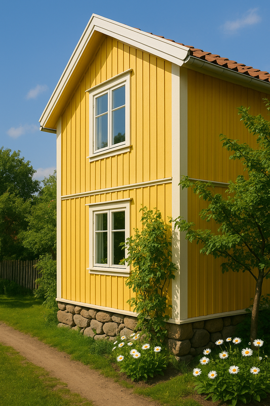 LEINOS Wetterschutzfarbe auf Wasserbasis 855 –10,0 l Maisgelb- Lösemittelfreier, matter Anstrich für unbehandelte Holzkonstruktionen im Außenbereich, ideal für sägeraues Holz