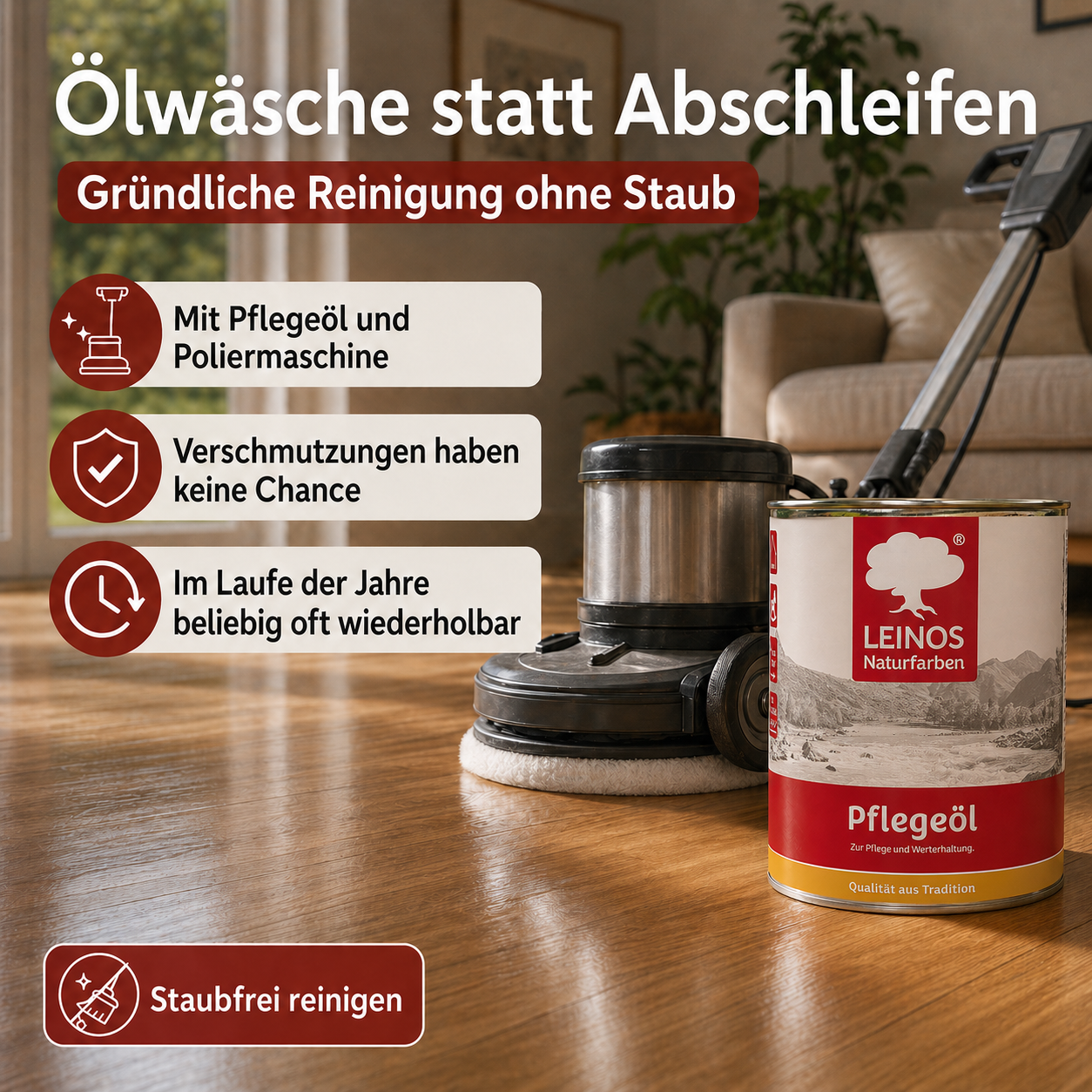 LEINOS 285 Pflegeöl 202 Weiß 2,50 Liter | Zur Behandlung aller geölten und gewachsten Flächen wie Holz, Kork und Linoleum im Innenbereich |