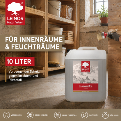 LEINOS Holzwurmfrei 130 - 10 Liter - Holzverfestigungsmittel gegen Insekten und Pilze, Schutz vor Holzwürmern