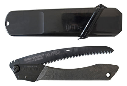 Silky japanische Klappsäge Gomboy Curve Outback „KURO“ - Limited Edition - 240 mm 8 ZpZ gebogene Klinge – Black Oxide Beschichtung – Arbor-Composite-Griff – Outdoor, Bushcraft & Forst