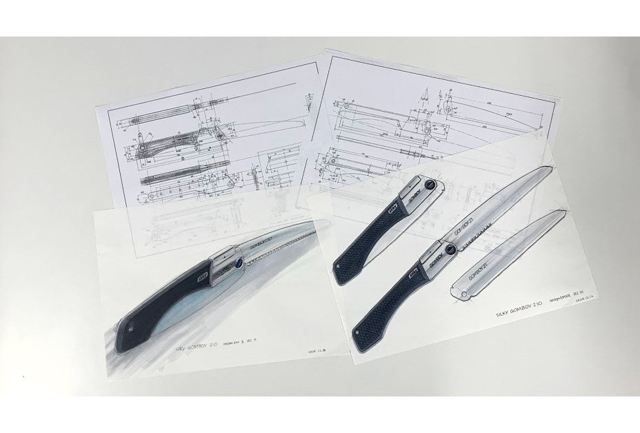 Silky japanische Klappsäge Gomboy Curve Outback „KURO“ - Limited Edition - 240 mm 8 ZpZ gebogene Klinge – Black Oxide Beschichtung – Arbor-Composite-Griff – Outdoor, Bushcraft & Forst