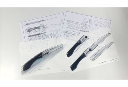 Silky japanische Klappsäge Gomboy Curve Outback „KURO“ - Limited Edition - 240 mm 8 ZpZ gebogene Klinge – Black Oxide Beschichtung – Arbor-Composite-Griff – Outdoor, Bushcraft & Forst