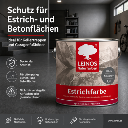 Estrichfarbe 860 | 2,5 Liter | für innen | Schutz & Farbgebung für offenporige Estrich- & Betonflächen | abriebfest, wasserabweisend, speichel- & schweißecht |  Anthrazitgrau