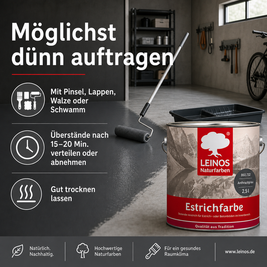 Estrichfarbe 860 | 2,5 Liter | für innen | Schutz & Farbgebung für offenporige Estrich- & Betonflächen | abriebfest, wasserabweisend, speichel- & schweißecht |  Anthrazitgrau