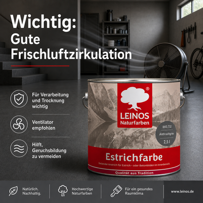Estrichfarbe 860 | 2,5 Liter | für innen | Schutz & Farbgebung für offenporige Estrich- & Betonflächen | abriebfest, wasserabweisend, speichel- & schweißecht |  Anthrazitgrau