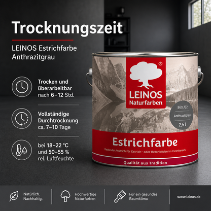 Estrichfarbe 860 | 2,5 Liter | für innen | Schutz & Farbgebung für offenporige Estrich- & Betonflächen | abriebfest, wasserabweisend, speichel- & schweißecht |  Anthrazitgrau
