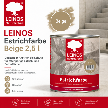 Estrichfarbe 860 | 2,5 Liter | für innen | Schutz & Farbgebung für offenporige Estrich- & Betonflächen | abriebfest, wasserabweisend, speichel- & schweißecht |  Beige