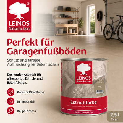 Estrichfarbe 860 | 2,5 Liter | für innen | Schutz & Farbgebung für offenporige Estrich- & Betonflächen | abriebfest, wasserabweisend, speichel- & schweißecht |  Beige