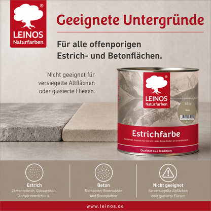 Estrichfarbe 860 | 2,5 Liter | für innen | Schutz & Farbgebung für offenporige Estrich- & Betonflächen | abriebfest, wasserabweisend, speichel- & schweißecht |  Beige