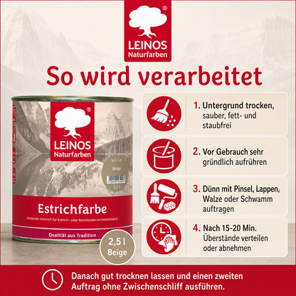 Estrichfarbe 860 | 2,5 Liter | für innen | Schutz & Farbgebung für offenporige Estrich- & Betonflächen | abriebfest, wasserabweisend, speichel- & schweißecht |  Beige