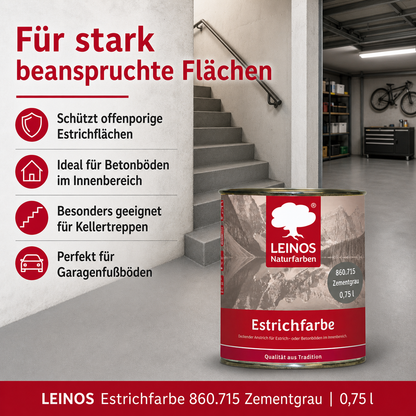 LEINOS 860 Estrichfarbe für Innen, 0,75l, Zementgrau
