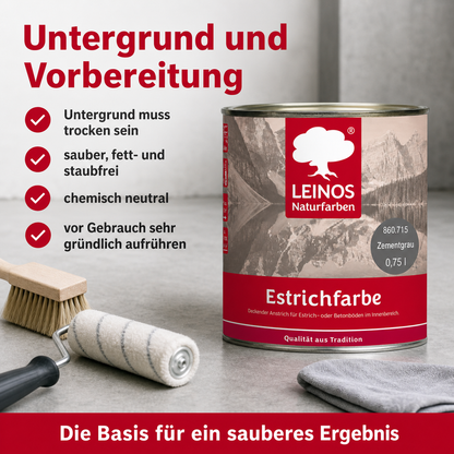LEINOS 860 Estrichfarbe für Innen, 0,75l, Zementgrau