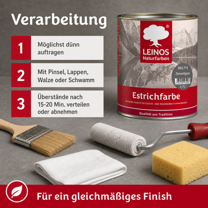 LEINOS 860 Estrichfarbe für Innen, 0,75l, Zementgrau