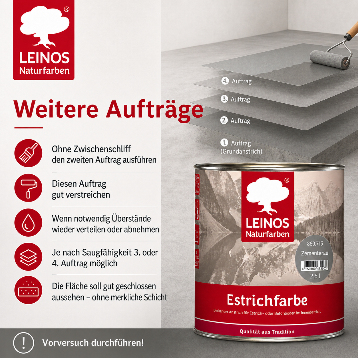 Estrichfarbe 860 | 2,5 Liter | für innen | Schutz & Farbgebung für offenporige Estrich- & Betonflächen | abriebfest, wasserabweisend, speichel- & schweißecht |  Zementgrau