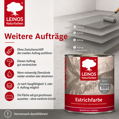Estrichfarbe 860 | 2,5 Liter | für innen | Schutz & Farbgebung für offenporige Estrich- & Betonflächen | abriebfest, wasserabweisend, speichel- & schweißecht |  Zementgrau
