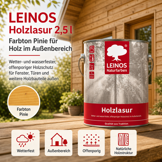 Wetterfeste Holzlasur für Außen 022 Pinie 0,75 Liter - offenporiger Holzschutz mit Filmschutz gegen Pilzbefall - für Fenster, Türen, Zäune & Pergolen - wasserabweisend, lasierend