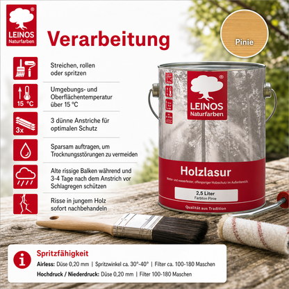 Wetterfeste Holzlasur für Außen 022 Pinie 0,75 Liter - offenporiger Holzschutz mit Filmschutz gegen Pilzbefall - für Fenster, Türen, Zäune & Pergolen - wasserabweisend, lasierend
