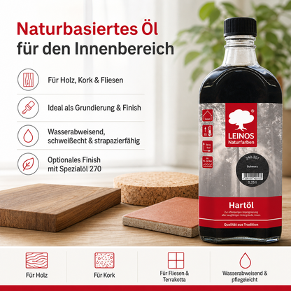 LEINOS Holzöl 250 ml | Hartöl Schwarz für Tische Möbel Arbeitsplatten | Teak Eiche Möbelöl für effektive Versiegelung und langanhaltenden Schutz im Innenbereich