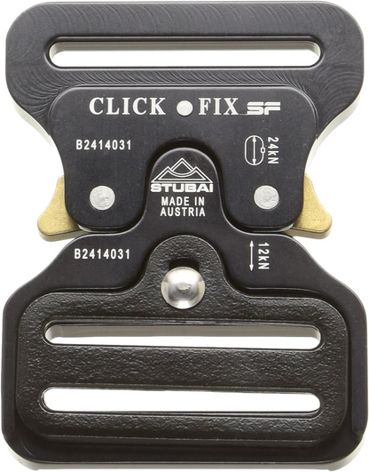 STUBAI Gurtschnalle bis 45 mm | vergütetem Aluminium mit schwarzer Eloxierung | CLICK FIX FLEX 2.0 | verhindert Öffnen unter Last | Profiqualität Made in Austria