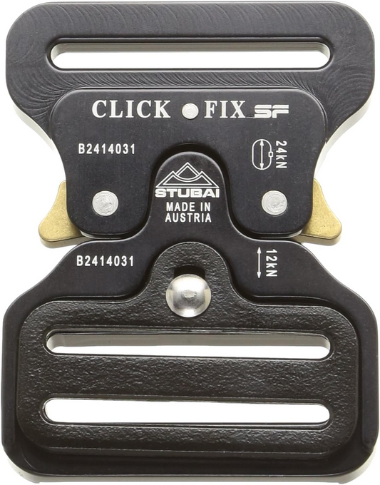STUBAI Gurtschnalle bis 45 mm | vergütetem Aluminium mit schwarzer Eloxierung | CLICK FIX FLEX 2.0 | verhindert Öffnen unter Last | Profiqualität Made in Austria
