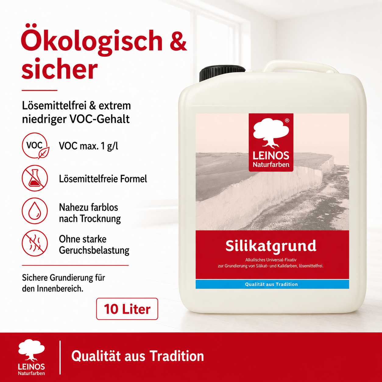 LEINOS 620 Tiefengrund 10,0 L | für stark oder unterschiedlich saugende Wandflächen | Sehr hoch dampfdurchlässig | Farbton nach der Trocknung: nahezu farblos