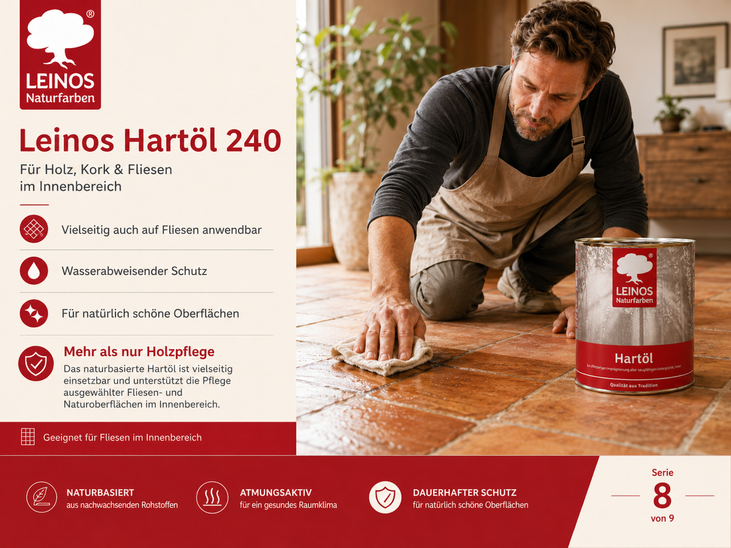 LEINOS Holzöl 750 ml | Hartöl Farblos für Tische Möbel Arbeitsplatten | Teak Eiche Möbelöl für effektive Versiegelung und langanhaltenden Schutz im Innenbereich