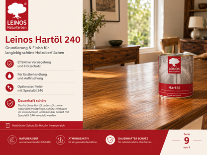 LEINOS Holzöl 750 ml | Hartöl Farblos für Tische Möbel Arbeitsplatten | Teak Eiche Möbelöl für effektive Versiegelung und langanhaltenden Schutz im Innenbereich