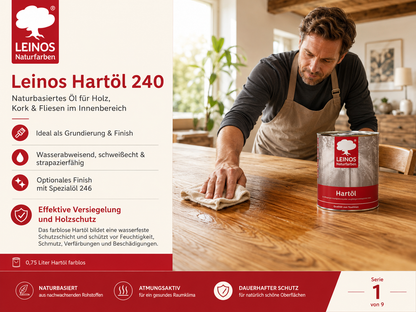 LEINOS Holzöl 750 ml | Hartöl Farblos für Tische Möbel Arbeitsplatten | Teak Eiche Möbelöl für effektive Versiegelung und langanhaltenden Schutz im Innenbereich