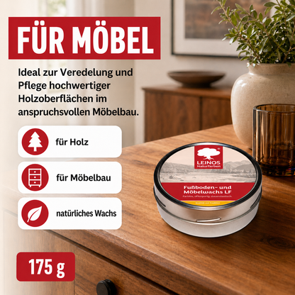 LEINOS Fußboden- & Möbelwachs LF 310 | 175 gramm  Natürliches Hartwachs für Innenbereiche | Atmungsaktiver Schutz für Holz, Kork, Tonfliesen | Reines Naturwachs mit Bienen- & Carnaubawachs