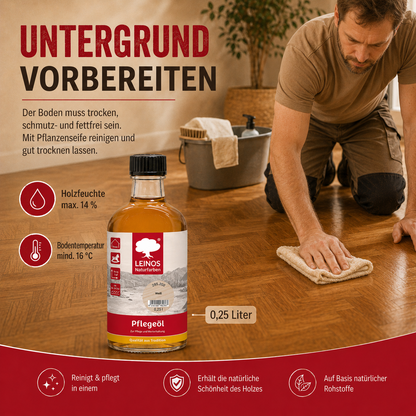 LEINOS 285 Pflegeöl 202 Weiß 0,25 Liter | Zur Behandlung aller geölten und gewachsten Flächen wie Holz, Kork und Linoleum im Innenbereich |