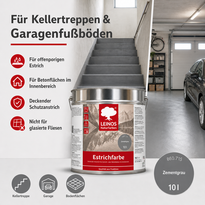LEINOS 860 Estrichfarbe für Innen, 10l, Zementgrau