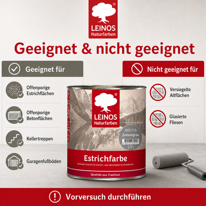 Estrichfarbe 860 | 2,5 Liter | für innen | Schutz & Farbgebung für offenporige Estrich- & Betonflächen | abriebfest, wasserabweisend, speichel- & schweißecht |  Zementgrau