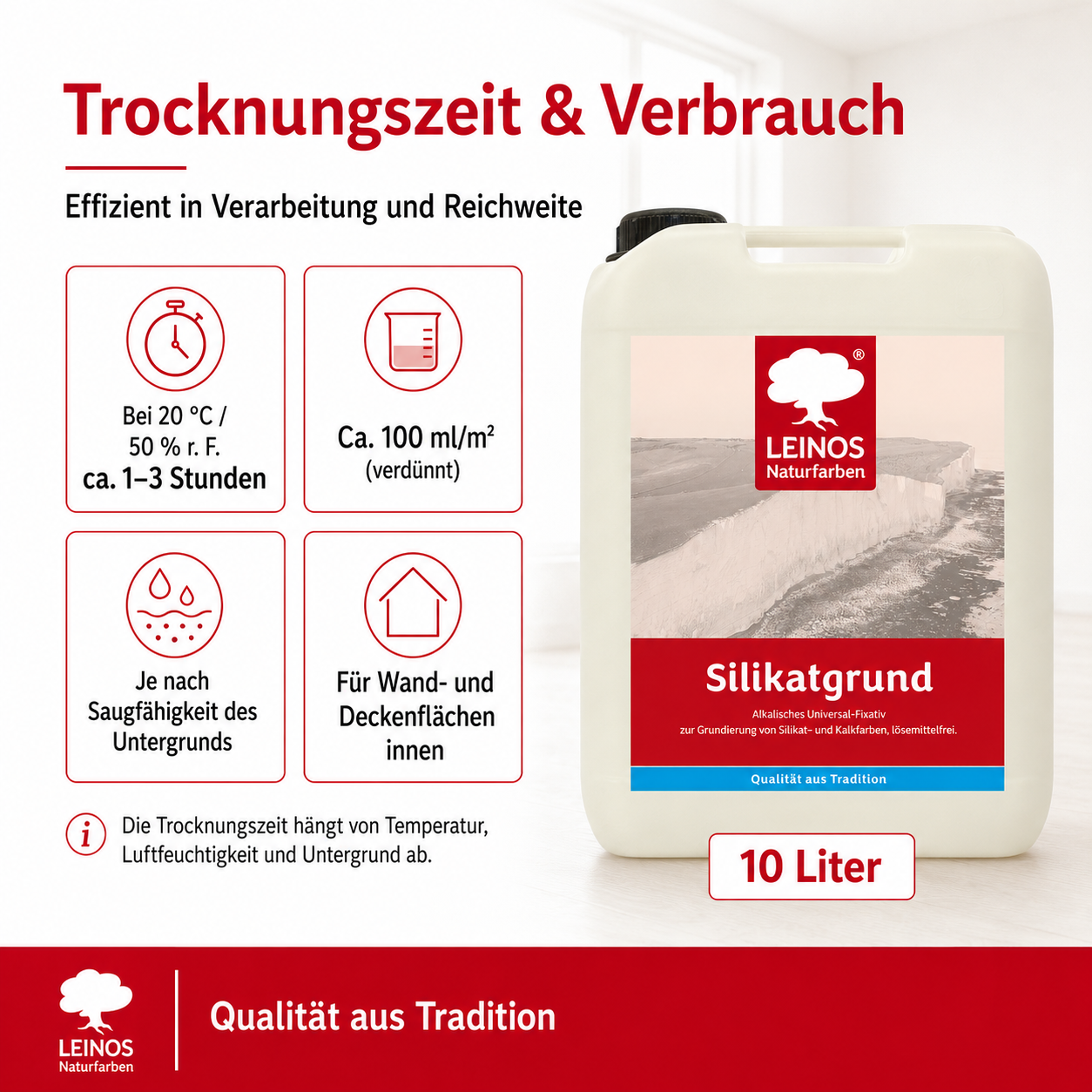 LEINOS 620 Tiefengrund 10,0 L | für stark oder unterschiedlich saugende Wandflächen | Sehr hoch dampfdurchlässig | Farbton nach der Trocknung: nahezu farblos