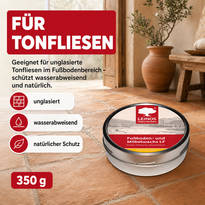 LEINOS Fußboden- & Möbelwachs LF 310 | 350 gramm  Natürliches Hartwachs für Innenbereiche | Atmungsaktiver Schutz für Holz, Kork, Tonfliesen | Reines Naturwachs mit Bienen- & Carnaubawachs