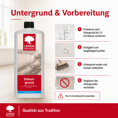 LEINOS Silikatgrund 621 | Universal-Fixativ & Grundierung für Silikat- & Kalkfarben | Farblos, hoch wasserdampfdurchlässig, lösemittelfrei | 1 Liter | von LEINOS