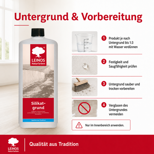 LEINOS Silikatgrund 621 | Universal-Fixativ & Grundierung für Silikat- & Kalkfarben | Farblos, hoch wasserdampfdurchlässig, lösemittelfrei | 1 Liter | von LEINOS