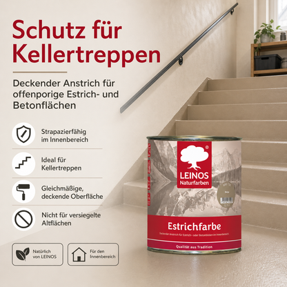 Leinos Naturfarben Estrichfarbe 860 | für innen | Schutz & Farbgebung für offenporige Estrich- & Betonflächen | abriebfest, wasserabweisend | Beige  | 0,75 Liter