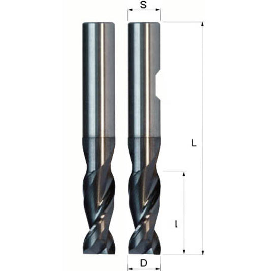 Vollhartmetall Nutfräser doppelseitig mit Drall 3x8x70mm S=6mm