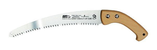 ARS Handsäge UV-32EN-W | gebogenes 320 mm Super-Turbocut Sägeblatt | vernickelter Carbonstahl, impulsgehärtet & hartverchromt | großer Buchenholz-Hakenheftgriff | Profi-Säge für Frischholz