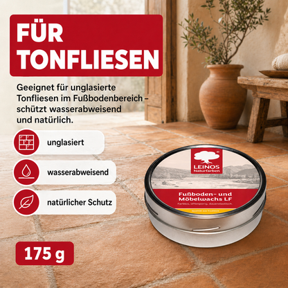 LEINOS Fußboden- & Möbelwachs LF 310 | 175 gramm  Natürliches Hartwachs für Innenbereiche | Atmungsaktiver Schutz für Holz, Kork, Tonfliesen | Reines Naturwachs mit Bienen- & Carnaubawachs
