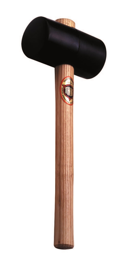 THOR Schwarzgummi Hammer, Rund Ø x l 74 x 127 mm, 750 g, mit Holzstiel